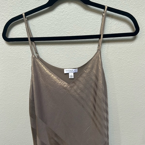 CURRENT AIR Anthropologie bias long dress gold metallic spaghetti strap large - Picture 4 of 13